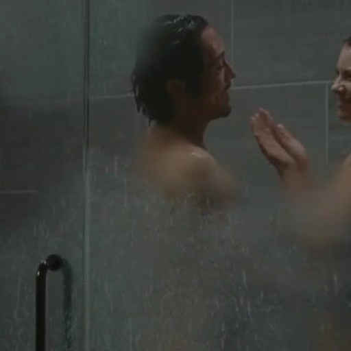 AMWF Lauren Cohan USA Woman Interracial Soap Shower With South Korean Man in Shower Room