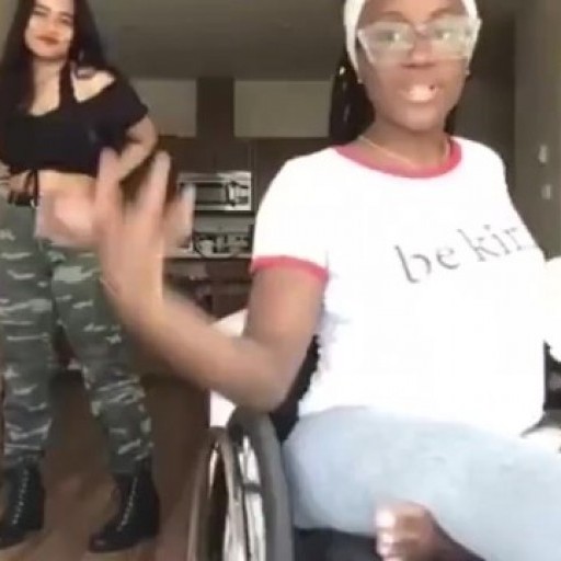 Paraplegic girl trying out different outfits