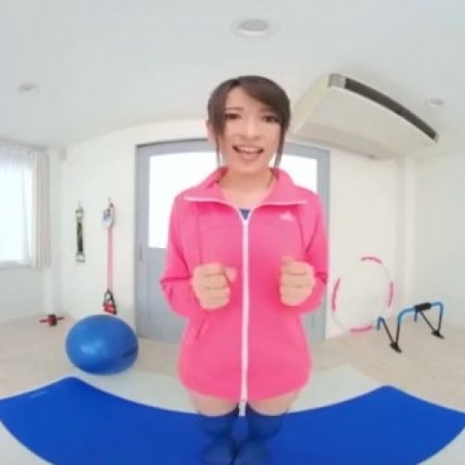 Japanese girl exercises in her swimsuit and flexes her behind in front of you - vr