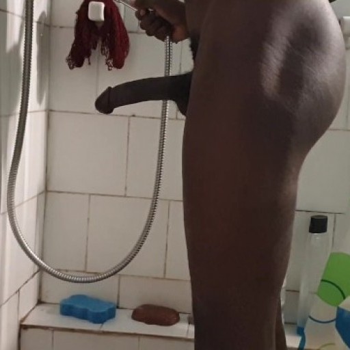 Shower time black man
