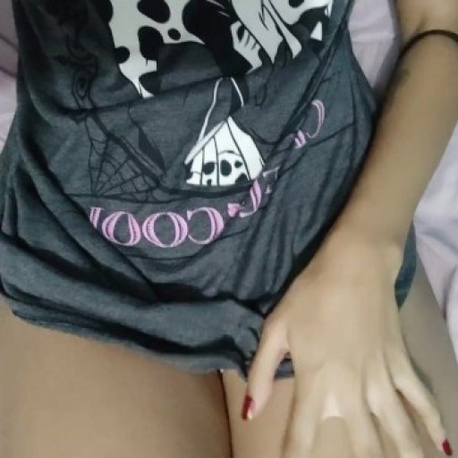 Naughty teen in cute pajamas fingers her beautiful pussy
