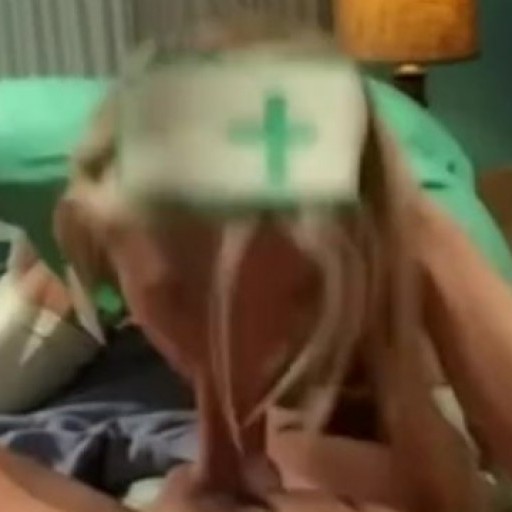 Blonde nurse fucking in latex uniform gloves and stockings