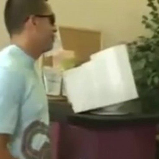 Young man humiliated in the bank office