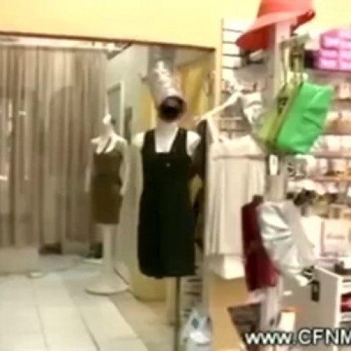 Shocked girls watch blowjob from store owner