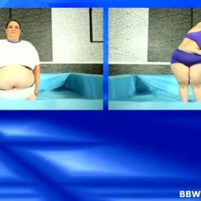 Fat and huge-boobed bbw wrestles in the ring