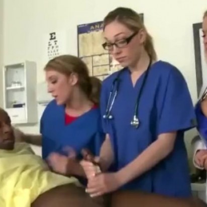 CFNM nurses and doctor sucking black patient