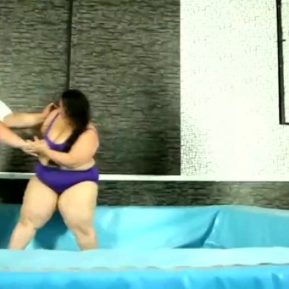 BBW plumpers wrestle for cock in their fat girl ring