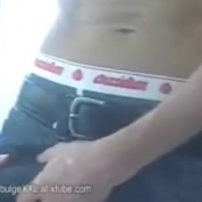 XXL hung Aussiebum lad wanks his enormous cock,unloading on his underwear