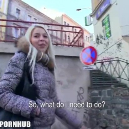 Platinum blonde Czech girl is picked up in the street and paid to