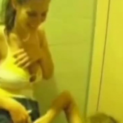lesbian students having fun in toilet school