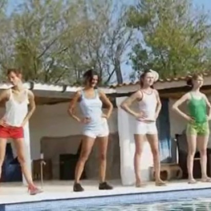 Six naked girls by the pool from europe