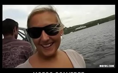 Slutty blonde Czech babe is paid cash for public sex
