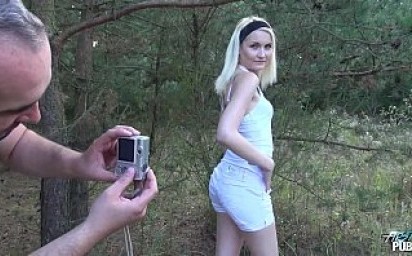 MyFirstPublic Petite Teen Blonde Hardcore sex in forest with Stepdad