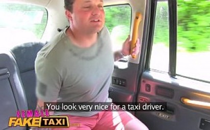 Female Fake taxi Blonde drivers big tits get covered in cum