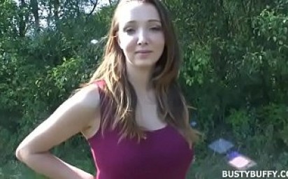 Busty teen Lucie Wilde POV fucking outdoor