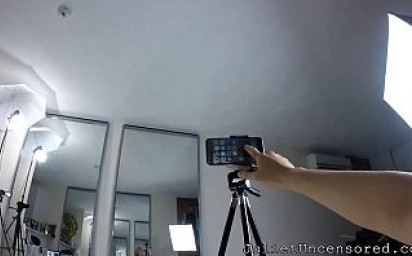 GoPro POV BTS Blonde Asian Stripper Takes Selfies & Pisses in Messy Living Room