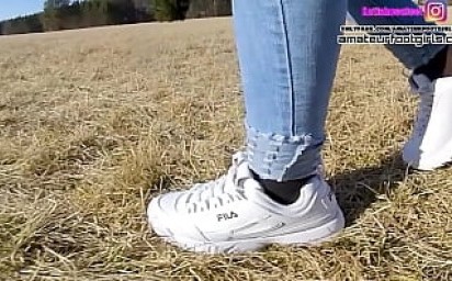 Fila Destrudor Shoeplay Nylon feet and Crush Trample dangling nylons sneakers girlfeet Trailer