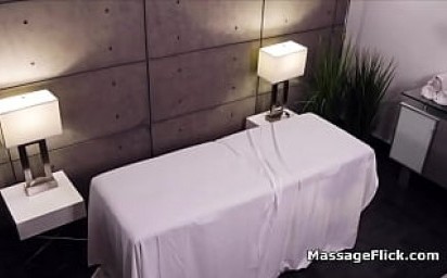 Milking cock under the table during massage