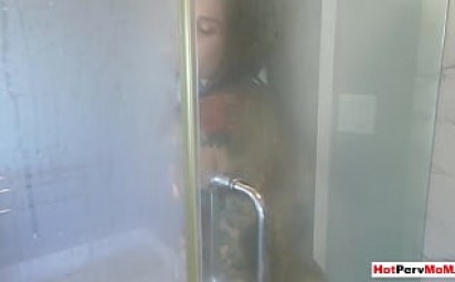 Busty inked MILF stepmother Joanna Angel fucked by stepson in the shower