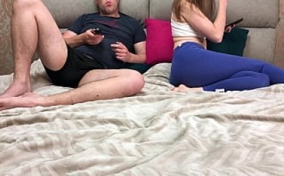 Wanted to Secretly Jerk Off Looking at Sister, in the end Fucked her Tight Pussy and Cum All Over Her Body