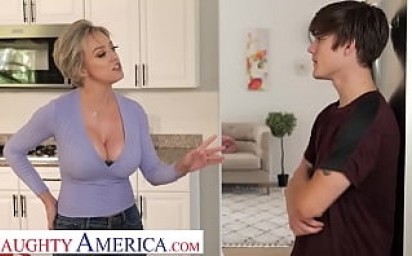 Naughty America - Blonde Milf Dee Williams fucks son's friend on couch