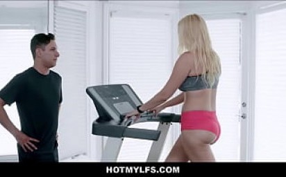 Sexy Big Ass And Tits Blonde MILF Seduces Her Personal Trainer With Her Body