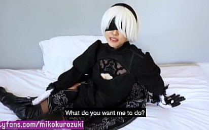 Uncensored Japanese Miko Kurozuki Gets Facefucked like Machine!&nbsp;NieR 2B Cosplay (Trailer)