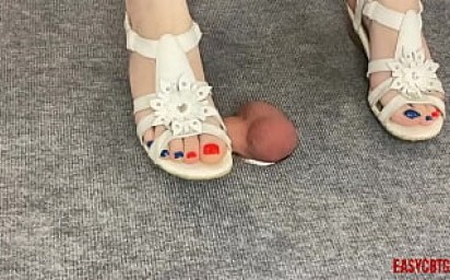 Stepmother put shoes on sexy legs and tramples son's cock for bad behavior AnnyCandy Painboy