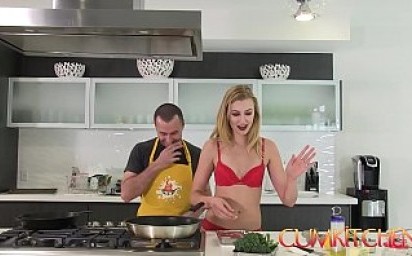 CUM KITCHEN: Tall Blonde Babe Alexa Grace Gets her Pussy wrecked in the Kitchen