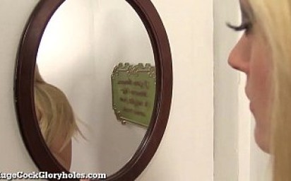 Busty Blonde Finds A Gloryhole In Her Dressing Room!
