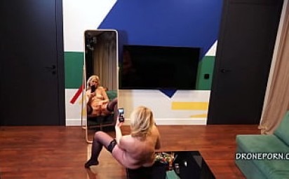 Czech MILF masturbating in front of mirror