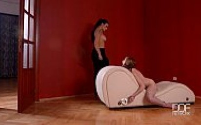 Red head submissive cuffed and controlled by sexy Czech Dominatrix